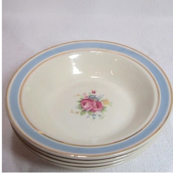 Taylor Smith & Taylor Other - Taylor Smith & Taylor Vintage 1940 Bowls Set of 4 Floral Rose Blue Gold 1681
